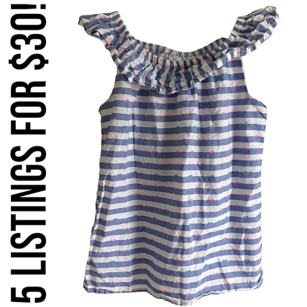 Healthtex Striped Ruffle Flowy Sleeveless Blouse 4T Toddler Girl EUC
